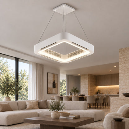 Modern Bladeless Ceiling Fan with Flush Mount Design Metal Body Dimmable LED Light and Remote Control
