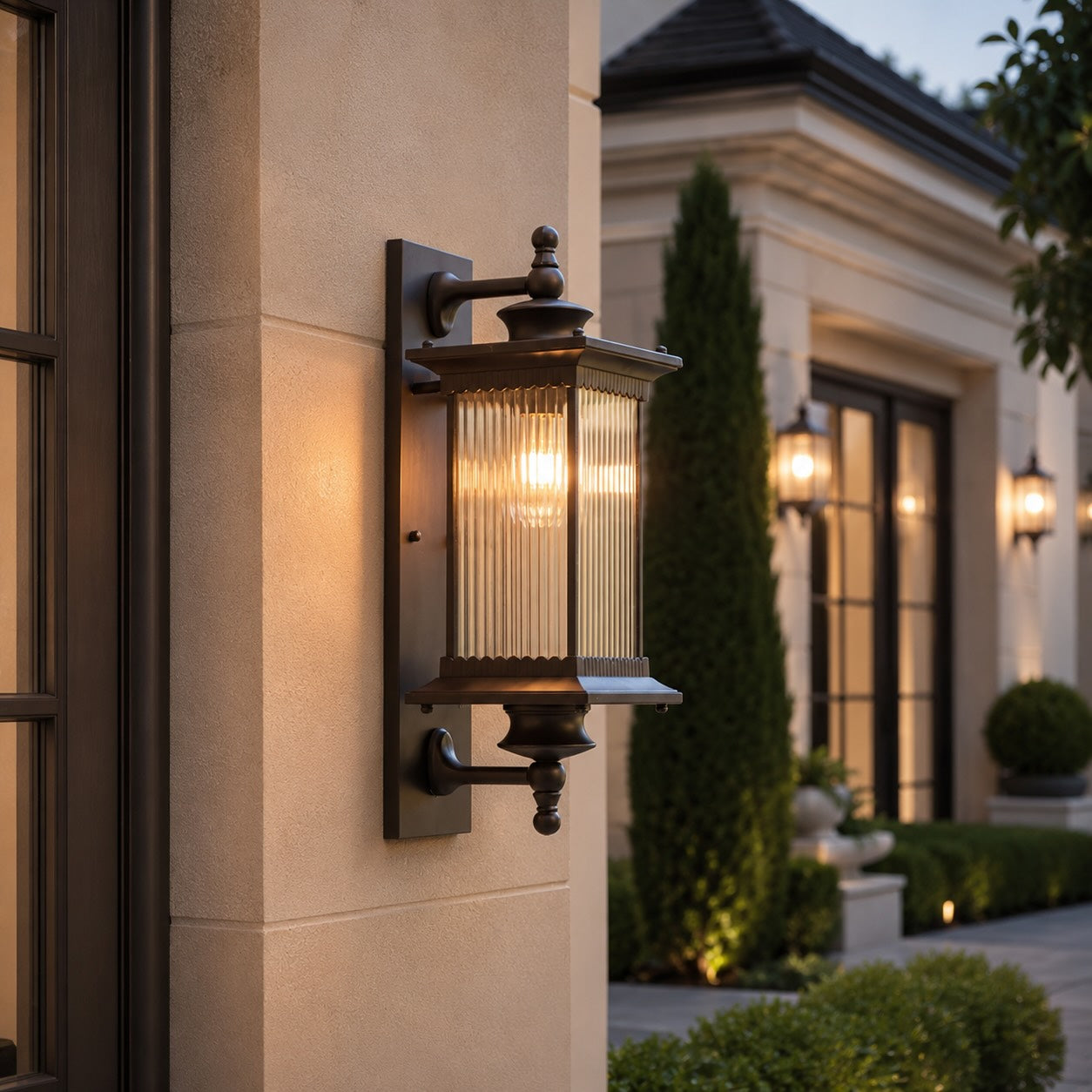 Modern Outdoor Wall Lantern Waterproof Wall Mounted Black Aluminum with Adjustable Bulb Compatibility