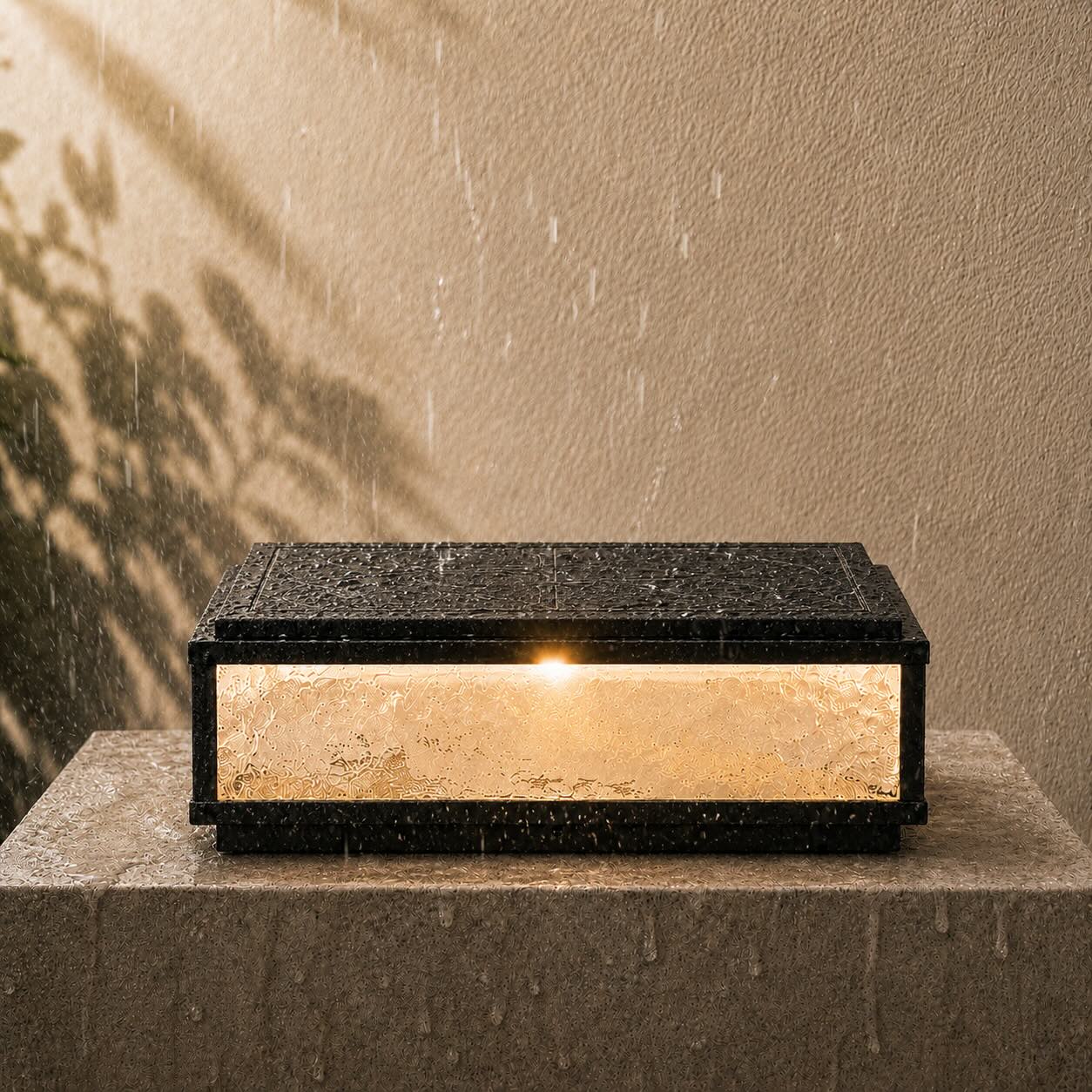 Solar Outdoor Pillar Light Modern Die-Cast Aluminum Wall Mounted LED Dimmable 3000K