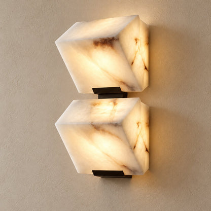 Modern Wall Light Wall Mounted Metal Frame Alabaster Shade LED for Staircase Illumination