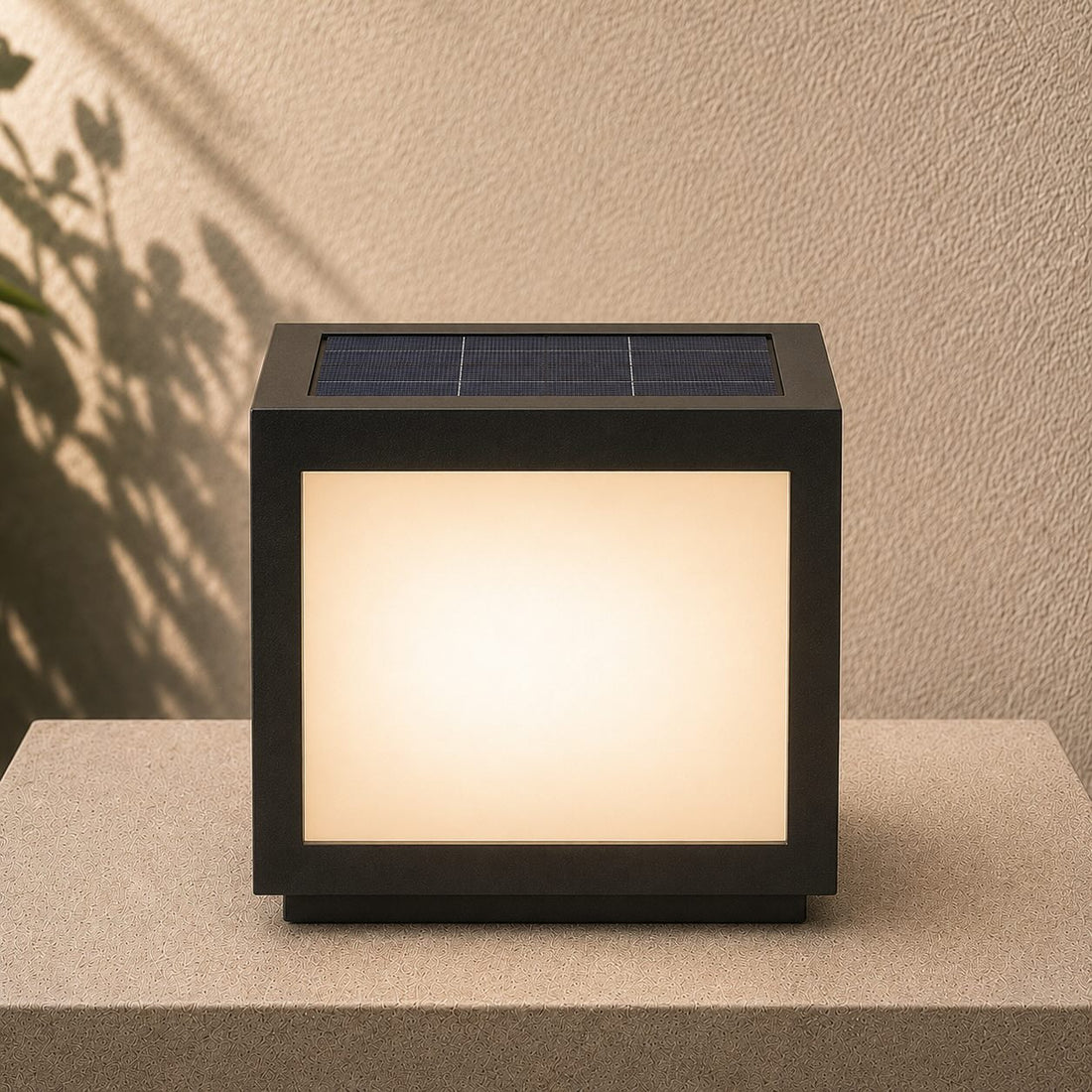 Solar Outdoor Wall Light Modern Square Stainless Steel LED Fixture with Dimmable Function