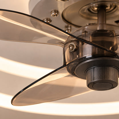 Modern Flush Mount Ceiling Fan with Dimmable LED Light ABS Blades Adjustable Color Temperature