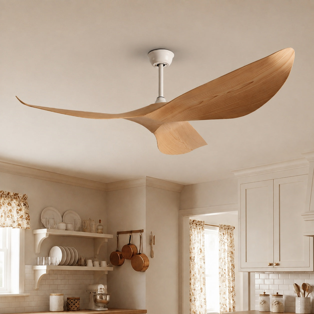 Modern Black Flush Mount Ceiling Fan with ABS Blades and 6-Speed DC Motor for Quiet Airflow