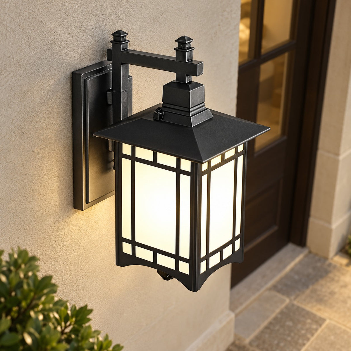 Modern Outdoor Wall Lantern Wall Mounted Die-Cast Aluminum Glass LED Light with Solar and Hardwired Options