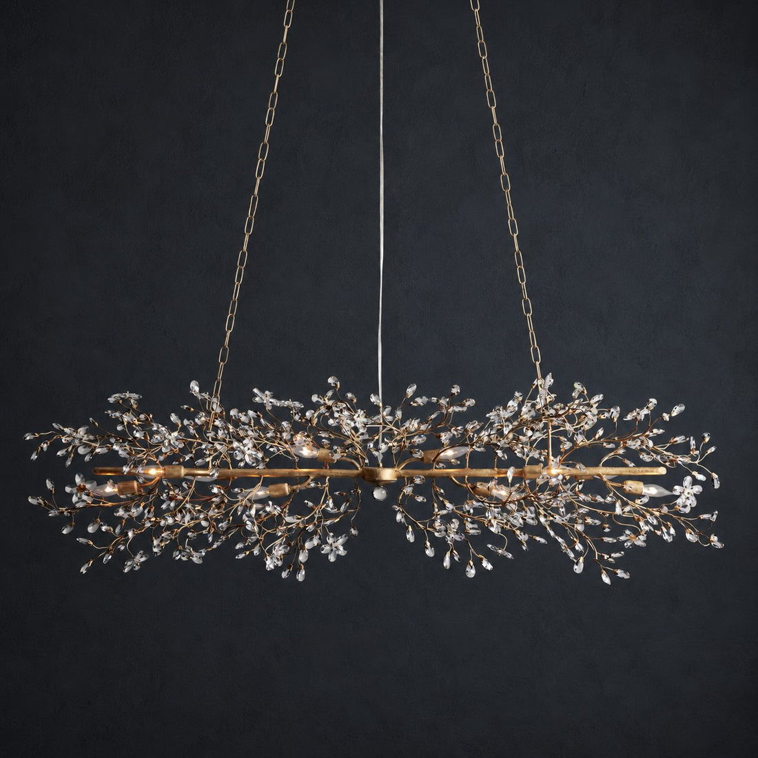 Modern Chandelier Light Hanging Metal and Glass Dimmable 8 Bulb Fixture Adjustable Length