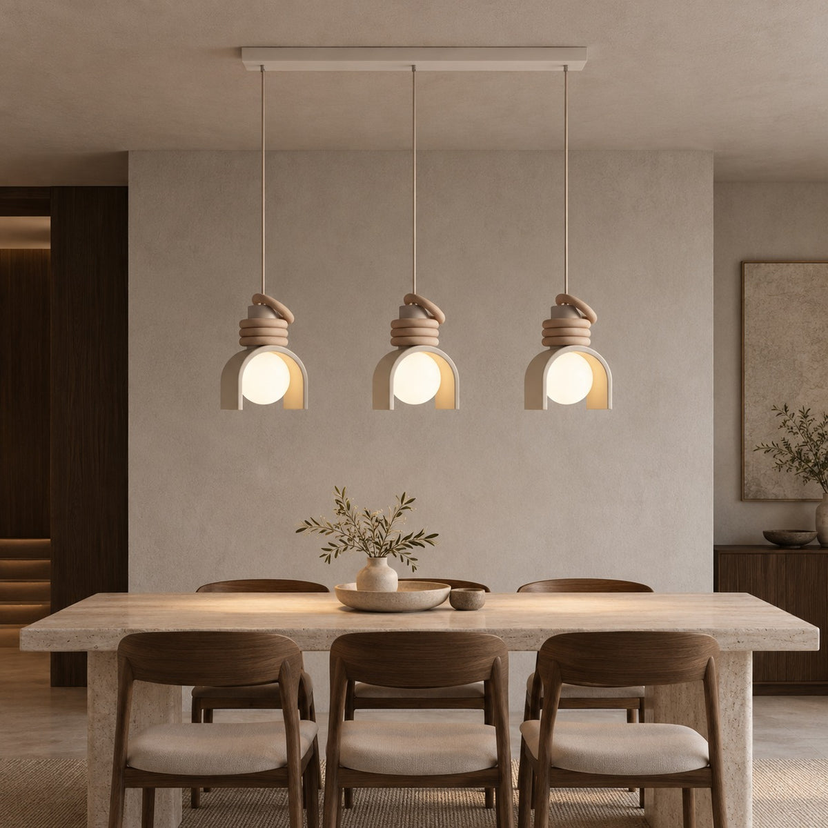 Modern Glass Pendant Light Adjustable Height Hanging Fixture LED for Kitchen Lighting