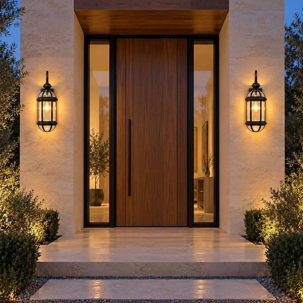 Vintage Outdoor Wall Light Brass Construction Clear Glass Shade Hardwired Waterproof IP56