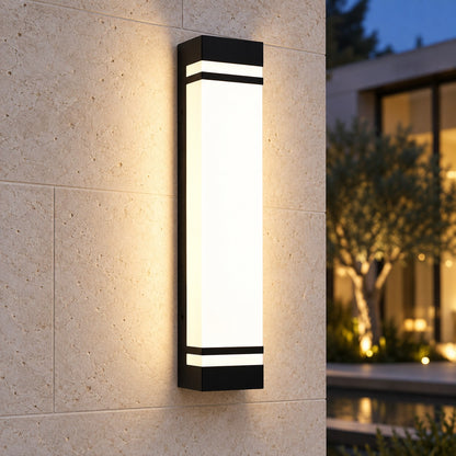 Modern Outdoor Wall Light Waterproof Black Stainless Steel LED Fixture Adjustable Color Temperature