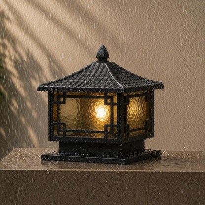 Solar Outdoor Pillar Light Adjustable Waterproof Aluminum with Tri-Color LED Lighting
