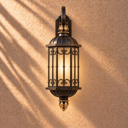 Large Traditional IP65 Outdoor Wall Light with Acid-Etched Glass &amp; Sand Bronze Finish