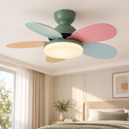 Modern Flush Mount Ceiling Fan with Lights Integrated LED Whisper-Quiet DC Motor