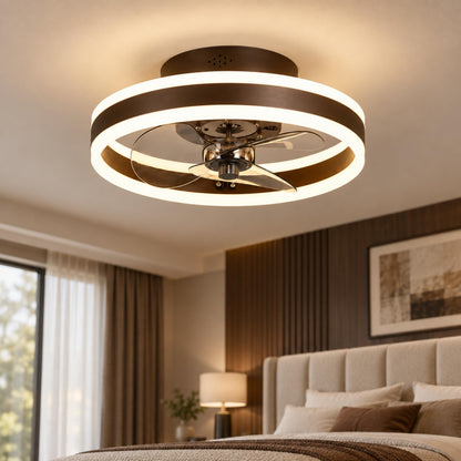 Modern Flush Mount Ceiling Fan with Dimmable LED Light ABS Blades Adjustable Color Temperature