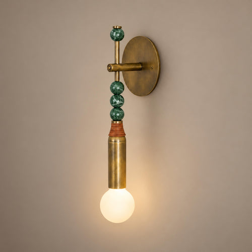 Antique Brass & Green Marble