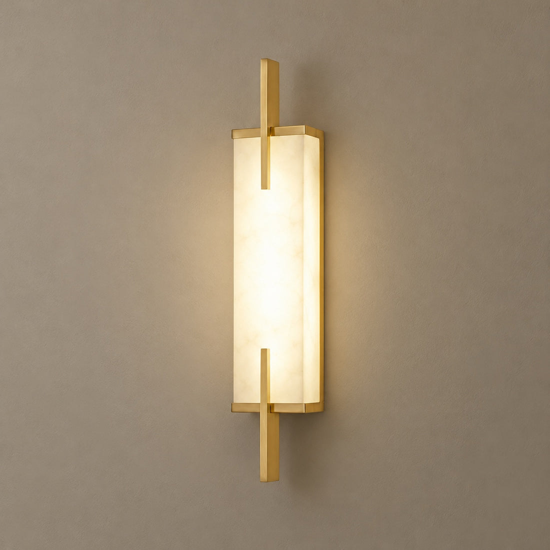 Modern Wall Sconce Wall Mounted Brass and Spanish Alabaster LED Lighting Adjustable Color Temperature