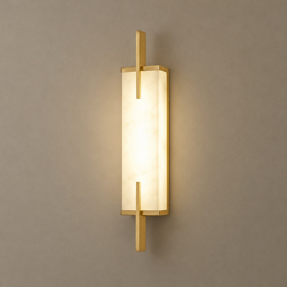 Modern Wall Sconce Wall Mounted Brass and Spanish Alabaster LED Lighting Adjustable Color Temperature