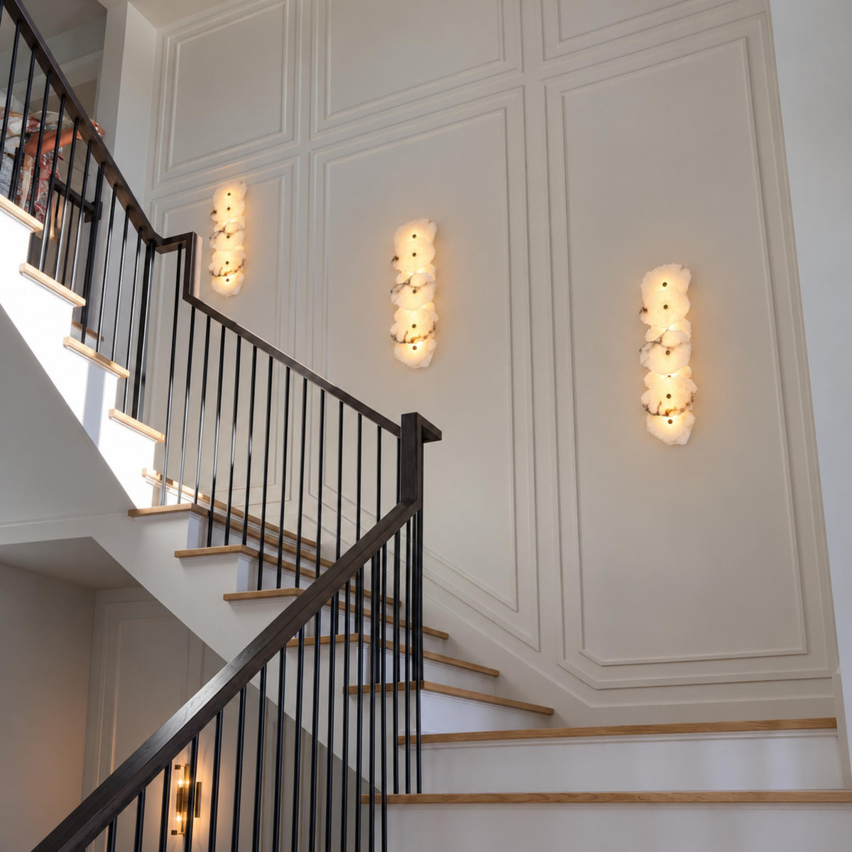 Modern Wall Light Wall Mounted Alabaster Shade Ambient Illumination Fixture