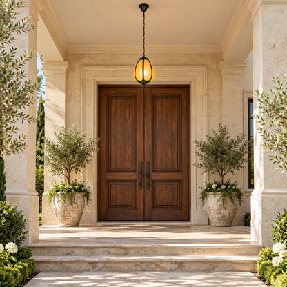 Traditional Outdoor Pendant Light with Faux Alabaster &amp; Black Die-Cast Aluminium Frame