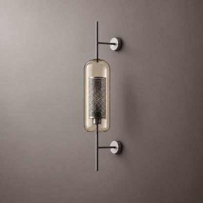 Modern Glass Wall Light Wall Mounted Metal Frame LED Sconce for Indoor Illumination