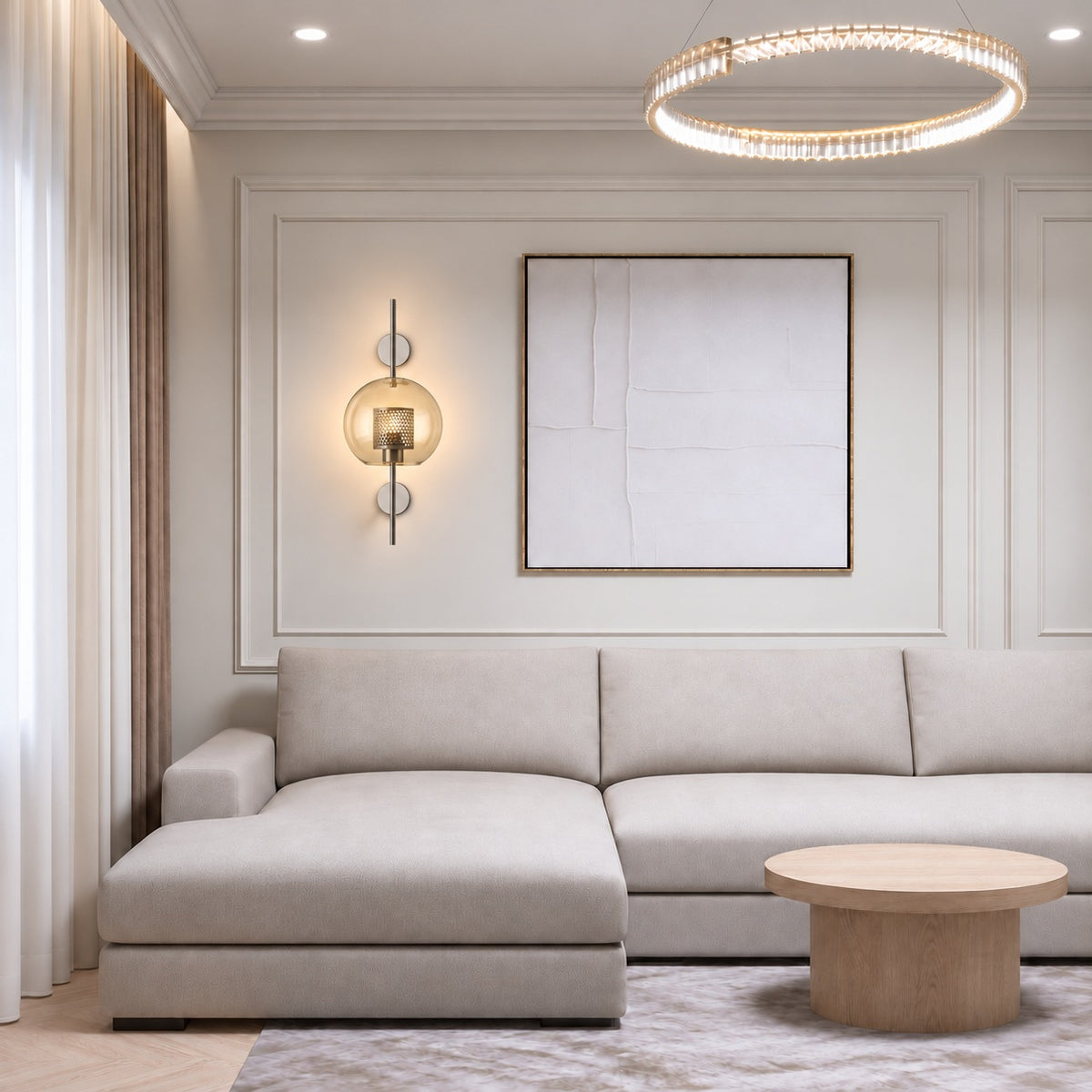 Modern Glass Wall Light Wall Mounted Metal Frame LED Sconce for Indoor Illumination