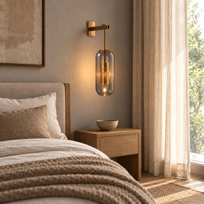 Modern Wall Light Wall Mounted Metal Frame Glass Shade LED Fixture for Ambiance