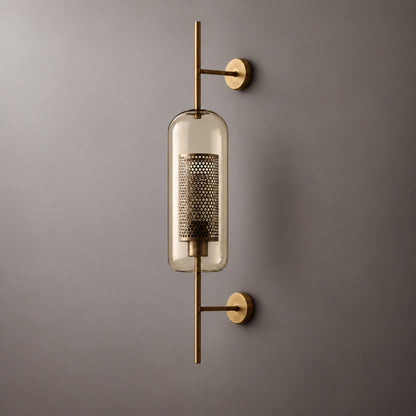 Modern Glass Wall Light Wall Mounted Metal Frame LED Sconce for Indoor Illumination