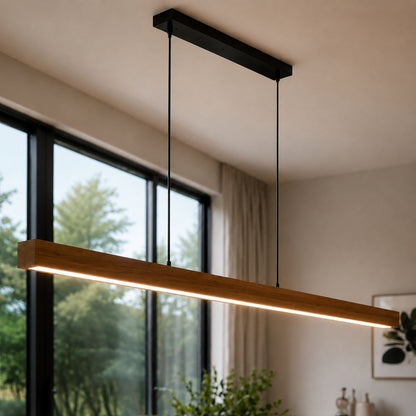 Modern LED Pendant Light Adjustable Hanging Lamp Pine and Black Walnut for Kitchen Island