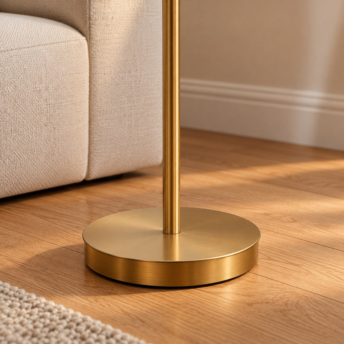 Modern Floor Lamp Adjustable Height Glass Shade Metal Base LED Lighting