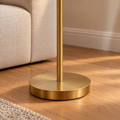 Modern Floor Lamp Adjustable Height Glass Shade Metal Base LED Lighting