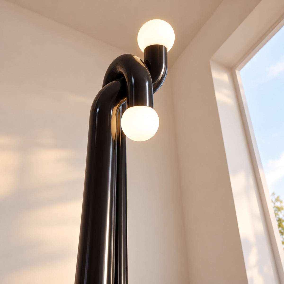 Modern Floor Lamp with Adjustable Height Metal Base for LED Bulbs in Living Room