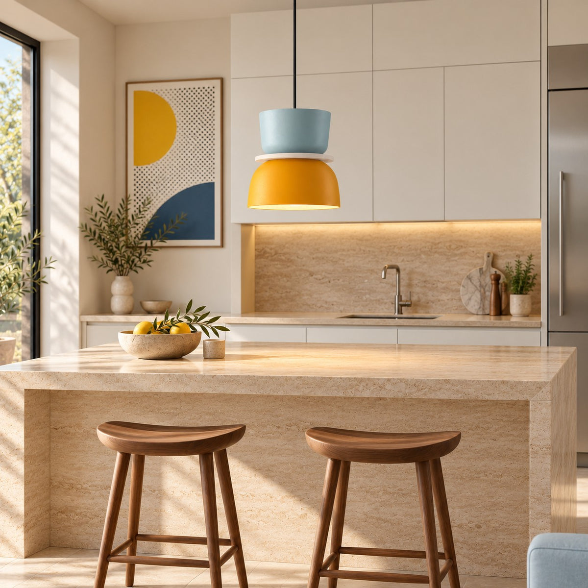 Modern Black Pendant Light Adjustable Metal Shade LED Pendant Lighting for Kitchen Island