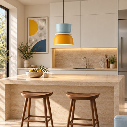 Modern Black Pendant Light Adjustable Metal Shade LED Pendant Lighting for Kitchen Island