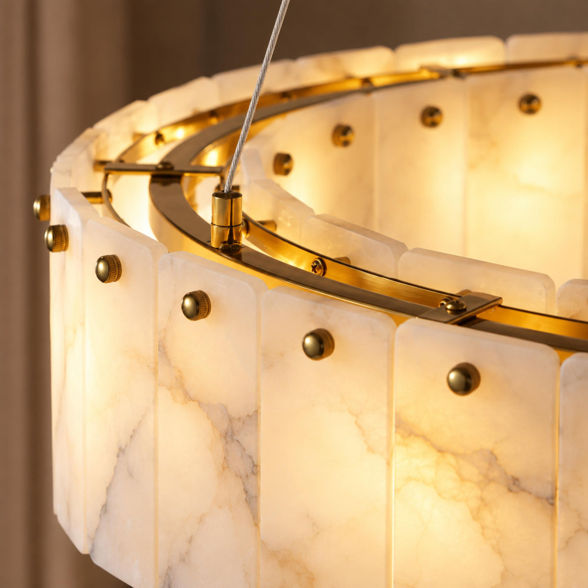 Modern Chandelier Adjustable Hanging Alabaster 9 Light Fixture for Dining Room Gold Finish