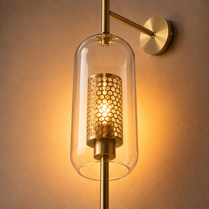 Modern Glass Wall Light Wall Mounted Metal Frame LED Sconce for Indoor Illumination