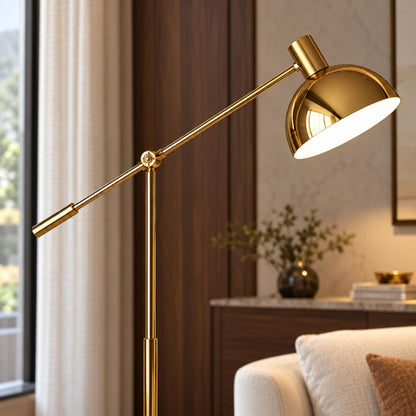 Modern Gold Floor Lamp Adjustable Metal Standing Lamp Dimmable E26 Compatible 70.8 Inch