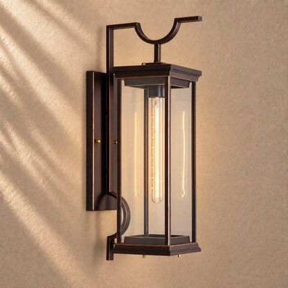 Traditional IP65 Outdoor Wall Light with Clear Glass &amp; Coffee Bronze Finish