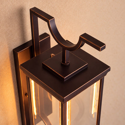 Traditional IP65 Outdoor Wall Light with Clear Glass &amp; Coffee Bronze Finish
