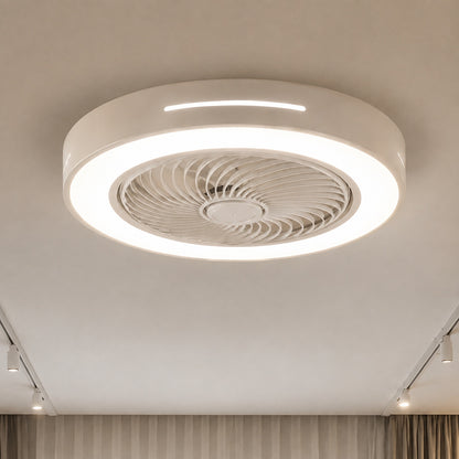 Modern Bladeless Ceiling Fan with Lights Flush Mount Iron Adjustable 72W LED Lighting