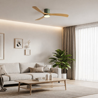 Modern Flush Mount Ceiling Fan with LED Light DC Motor 2400 Lumens Adjustable Color Temperature