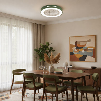 Modern Bladeless Ceiling Fan with Lights Flush Mount Iron Adjustable 72W LED Lighting