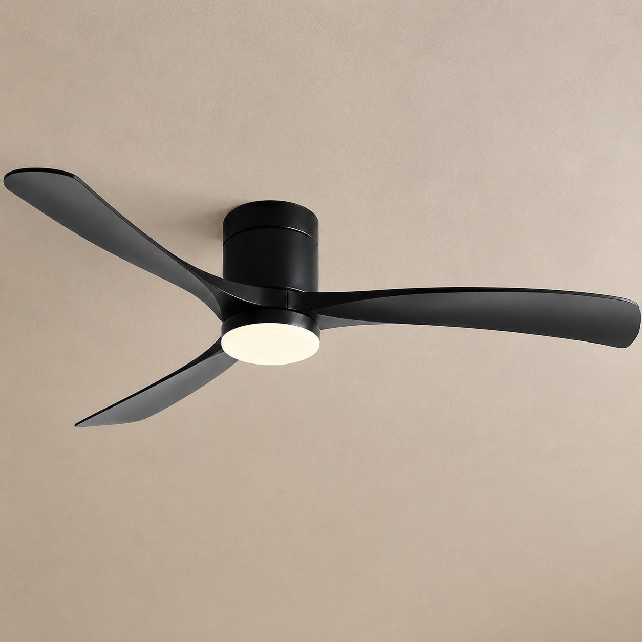 Modern Flush Mount Ceiling Fan with LED Light DC Motor 2400 Lumens Adjustable Color Temperature