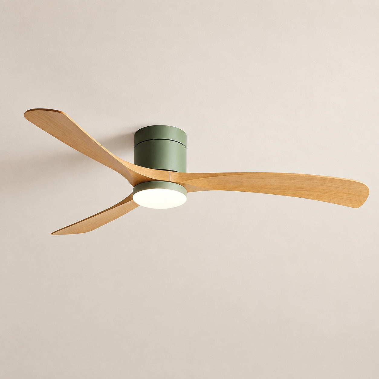 Modern Flush Mount Ceiling Fan with LED Light DC Motor 2400 Lumens Adjustable Color Temperature