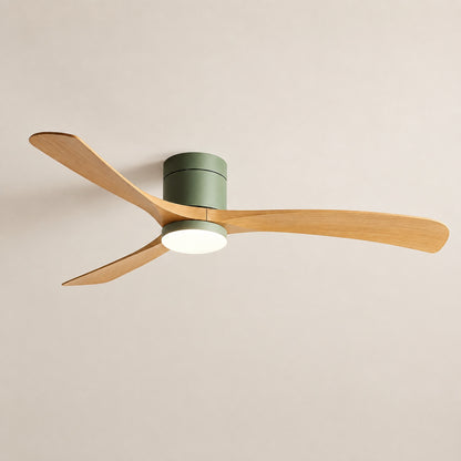 Modern Flush Mount Ceiling Fan with LED Light DC Motor 2400 Lumens Adjustable Color Temperature
