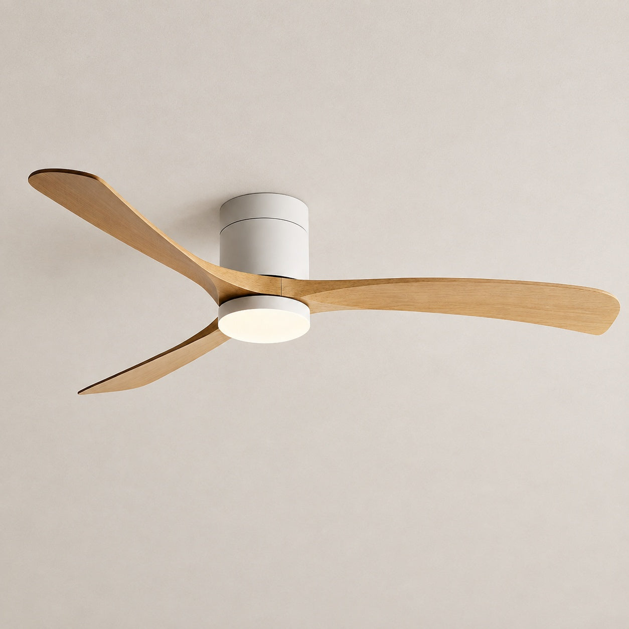 Modern Flush Mount Ceiling Fan with LED Light DC Motor 2400 Lumens Adjustable Color Temperature