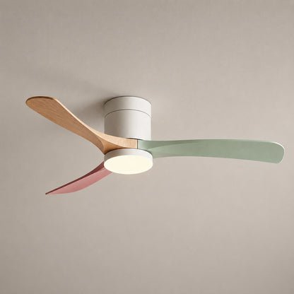 Modern Flush Mount Ceiling Fan with LED Light DC Motor 2400 Lumens Adjustable Color Temperature