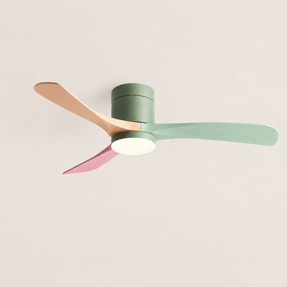 Modern Flush Mount Ceiling Fan with LED Light DC Motor 2400 Lumens Adjustable Color Temperature