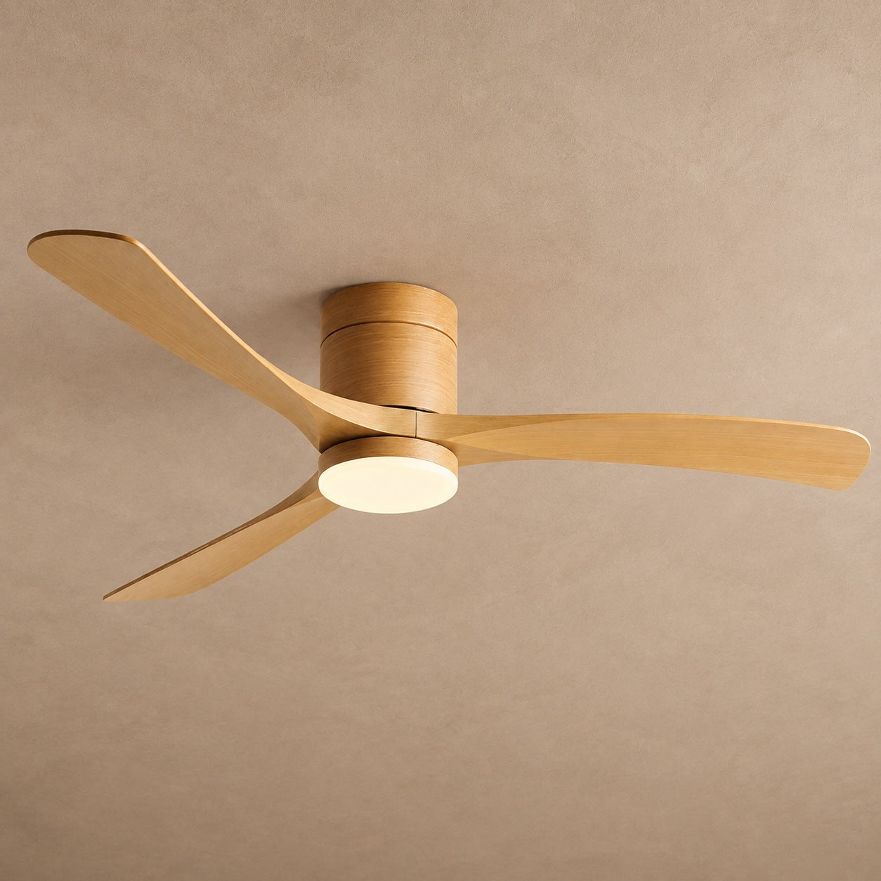 Modern Flush Mount Ceiling Fan with LED Light DC Motor 2400 Lumens Adjustable Color Temperature