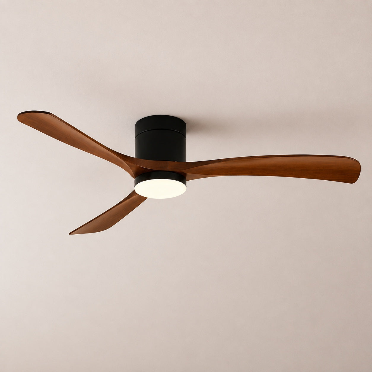 Modern Flush Mount Ceiling Fan with LED Light DC Motor 2400 Lumens Adjustable Color Temperature