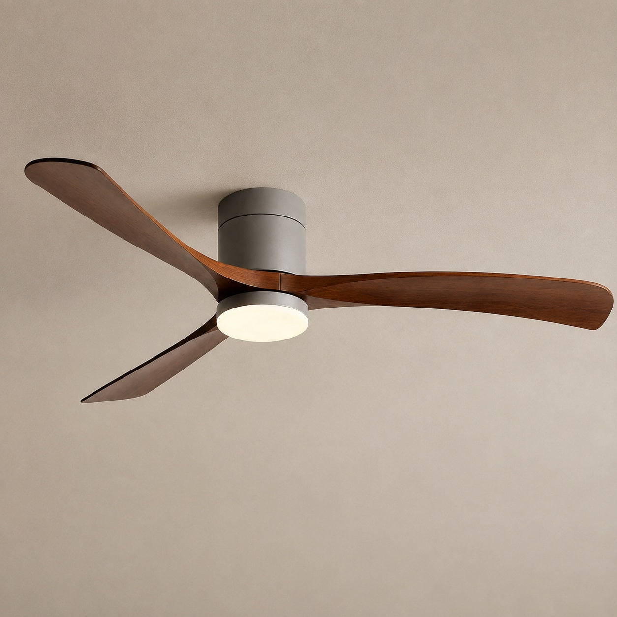Modern Flush Mount Ceiling Fan with LED Light DC Motor 2400 Lumens Adjustable Color Temperature