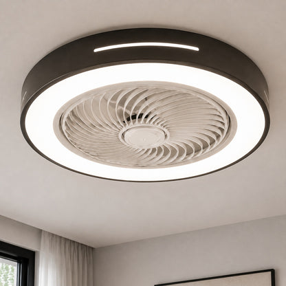 Modern Bladeless Ceiling Fan with Lights Flush Mount Iron Adjustable 72W LED Lighting