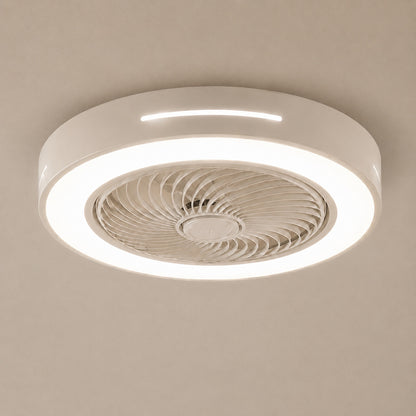 Modern Bladeless Ceiling Fan with Lights Flush Mount Iron Adjustable 72W LED Lighting